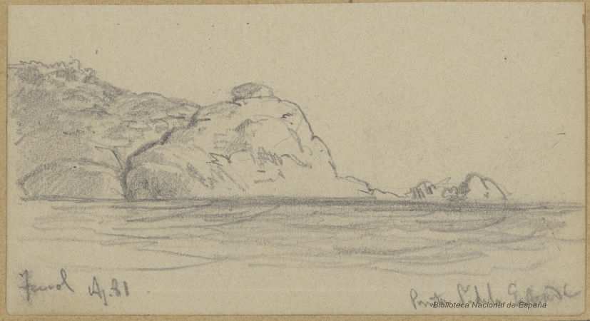 Dibujo sobre papel. Lápiz de grafito. 74 x 137 mm